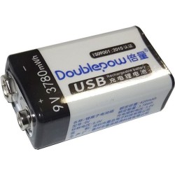 Nabíjateľná Li-Ion 9V 420mAh batéria 6F22, Doublepow, napájanie USB-C