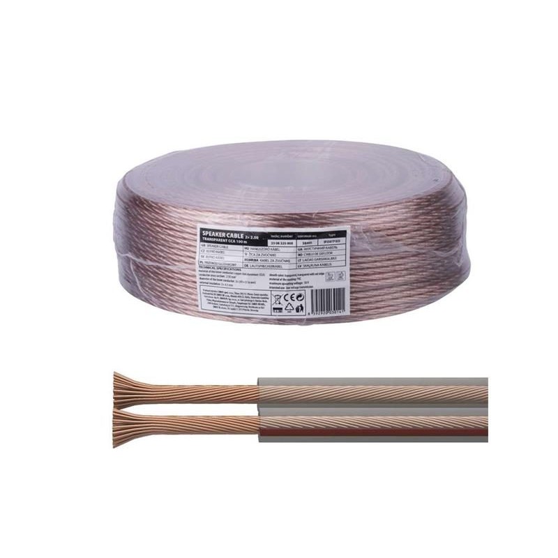 Dvojlinka ECO 2x2,5mm2 priehľadná EMOS S8405 100m