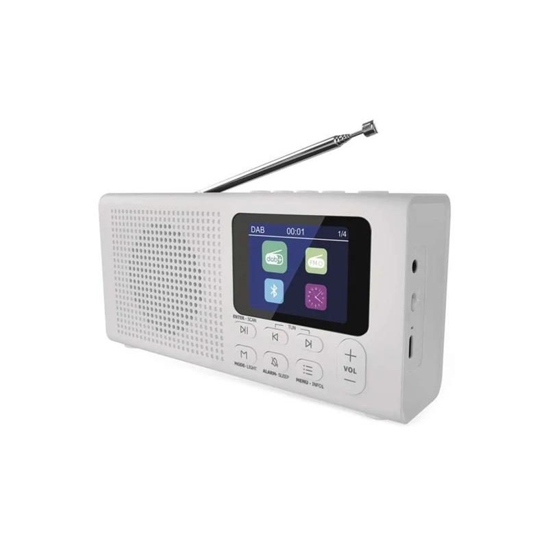 Prenosné rádio EMOS E0091 s Bluetooth, DAB/ DAB+/ FM, biele