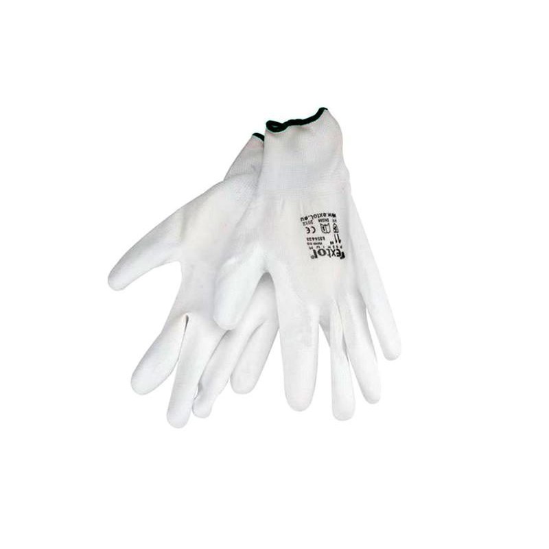 Rukavice 8 "biele z polyesteru polomáčané v PU, EXTOL PREMIUM
