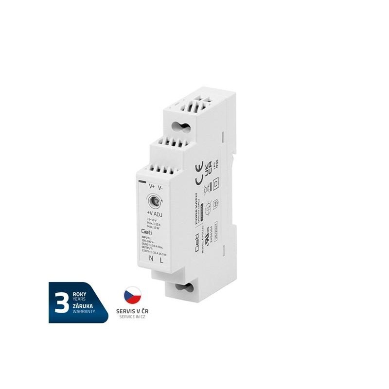 Zdroj spínaný na DIN lištu 12V/15W GETI GPS1215