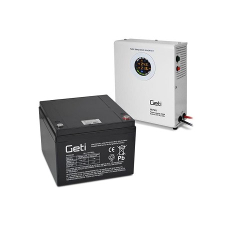 Zdroj záložný GETI GEP301 sinus 300W nástenný + bateria 28Ah