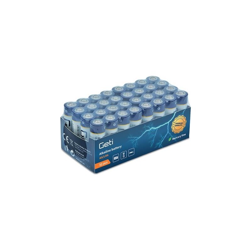 Batérie AA (LR6) alkalická GETI 1,5V 32ks