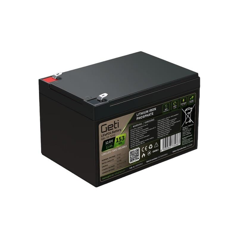 Batéria LiFePO4 12,8 V 12 Ah GETI GBL-12-12