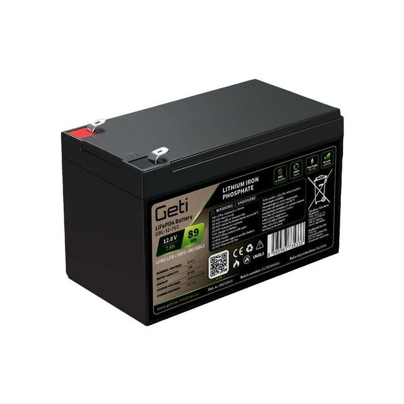 Batéria LiFePO4 12,8 V 7 Ah GETI GBL-12-7V2