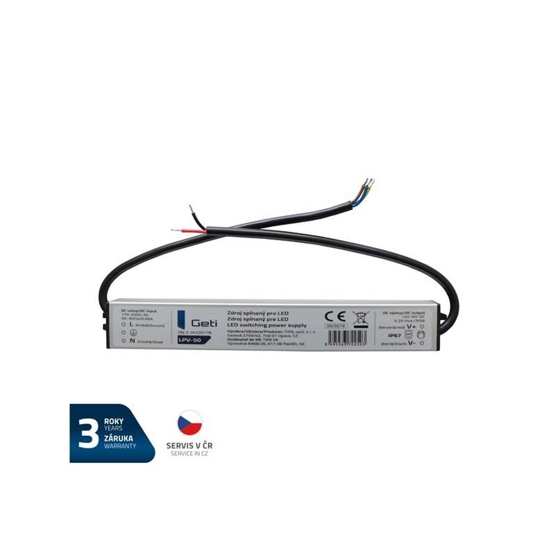 Zdroj spínaný pre LED 12V/ 50W GETI LPV-50