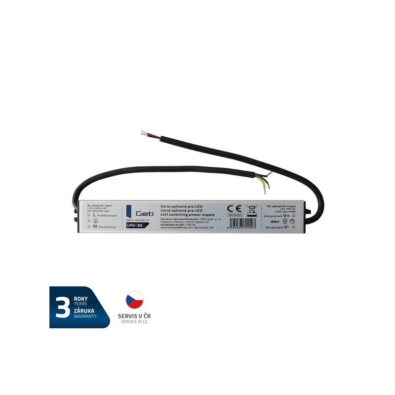 Zdroj spínaný pre LED 12V/ 30W GETI LPV-30