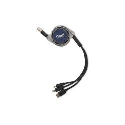 Kábel GETI GCU 01 USB 3v1 čierny samonavíjacie