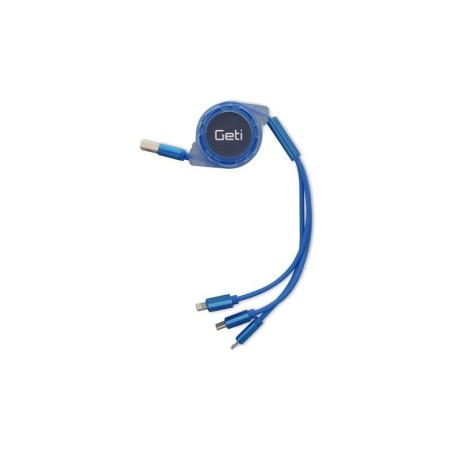 Kábel GETI GCU 03 USB 3v1 modrý samonavíjaci