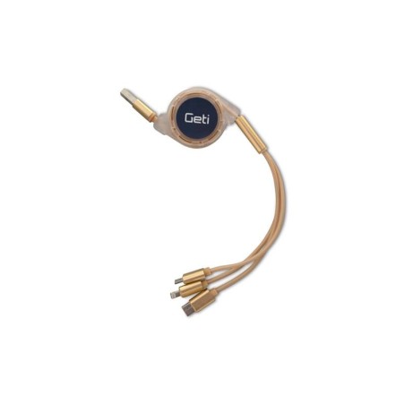 Kábel GETI GCU 05 USB 3v1 zlatý samonavíjacie
