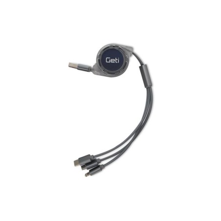 Kábel GETI GCU 04 USB 3v1 strieborný samonavíjaci