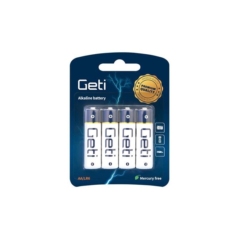 Batérie AA (LR6) alkalická GETI 1,5V Blister 4ks