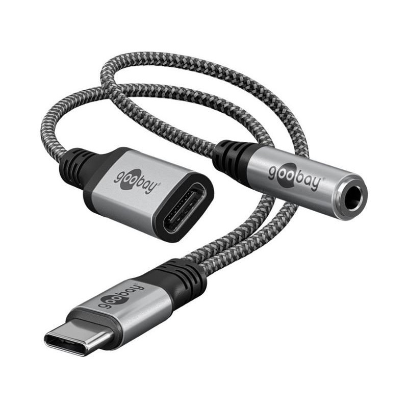 Adaptér GOOBAY 74524 2xUSB-C/JACK 3,5mm (pre počúvanie hudby)