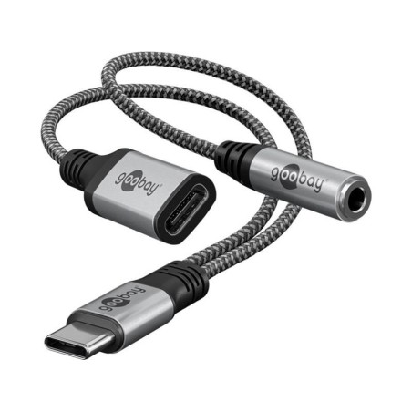 Adaptér GOOBAY 74524 2xUSB-C/JACK 3,5mm (pre počúvanie hudby)