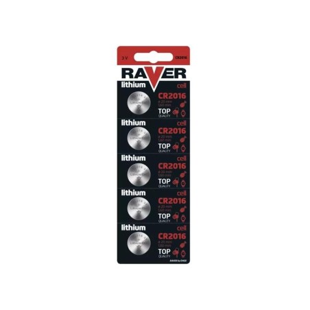 Batérie CR2016 RAVER lítiová 5ks