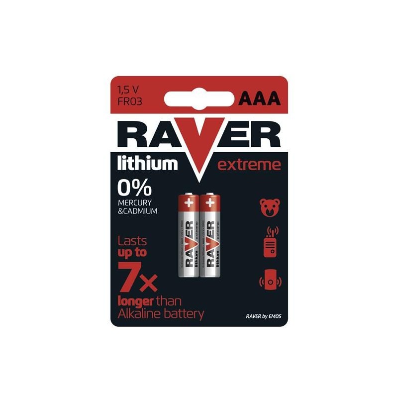 Batérie lítiová AAA R03 1,5V RAVER 2ks / blister