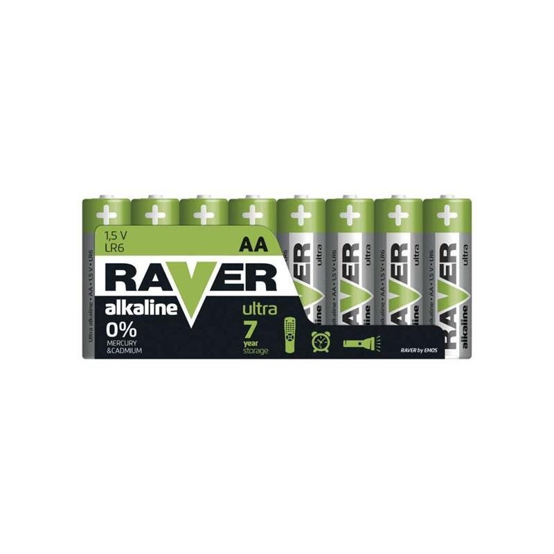 Batéria AA (R6) alkalická RAVER 8ks