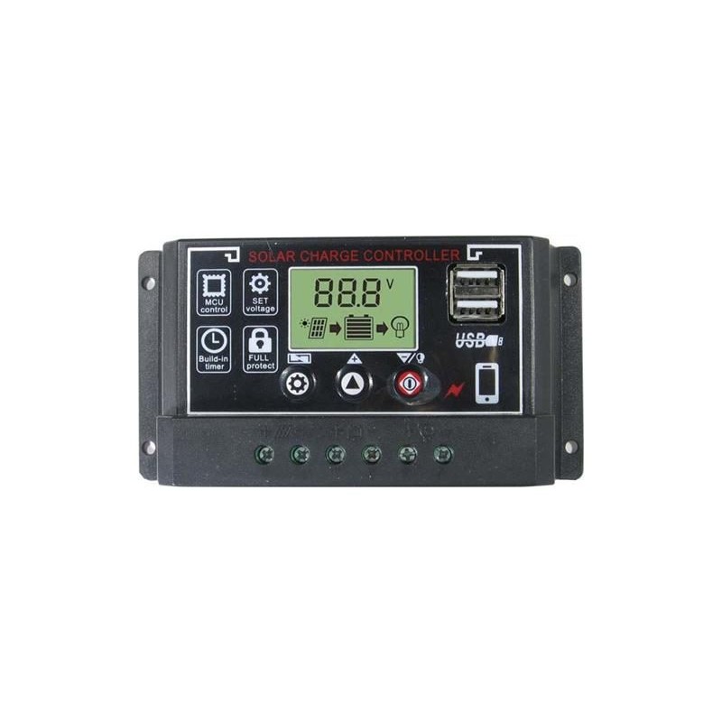 Solárny regulátor PWM BL915C 12-24V/30A+USB pre rôzne batérie