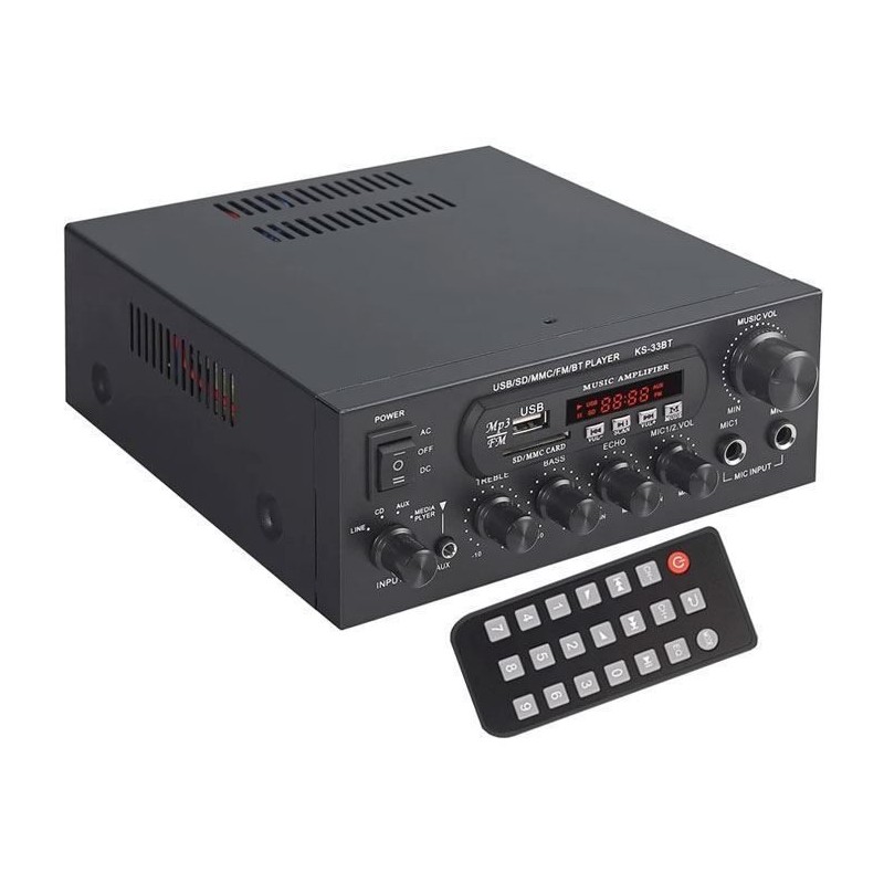 Zosilňovač, rádio, bluetooth, prehrávač MP3 KS-33BT
