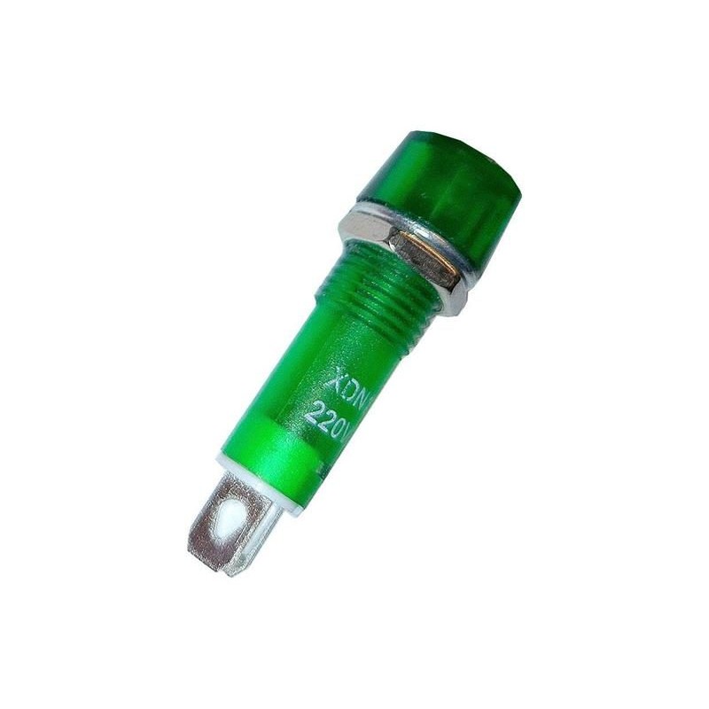 Kontrolka guľatá 230V s tlejivkou, zelená do otvoru 10mm XDN1