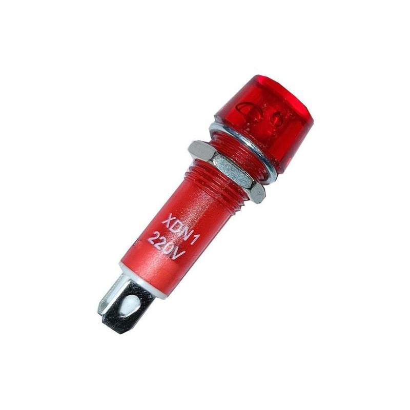 Kontrolka guľatá 230V s tleji, červená do otvoru 10mm XDN1