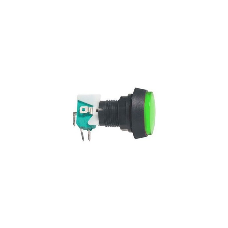 Prepínač tlačidlo okrúhle ON-(ON) 250V/10A s mikrospínačom zelené