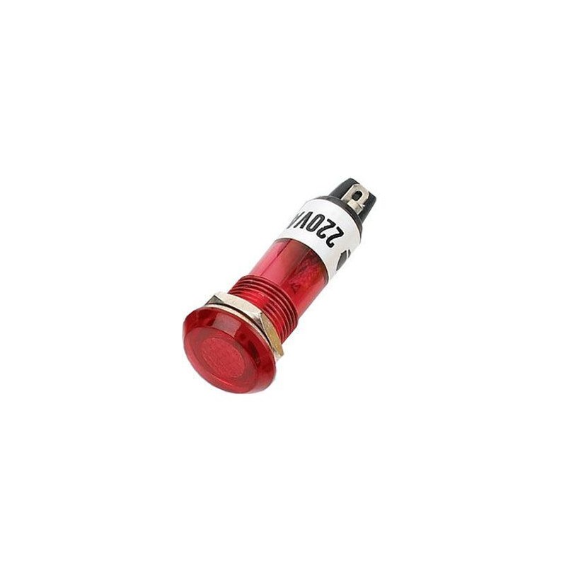 Kontrolka guľatá 230V s tlejivkou, červená do otvoru 10mm HADEX