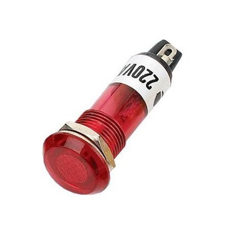 Kontrolka guľatá 230V s tlejivkou, červená do otvoru 10mm HADEX