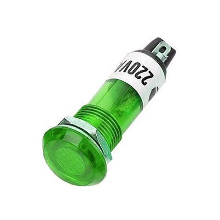 Kontrolka guľatá 230V s tlejivkou, zelená do otvoru 10mm HADEX