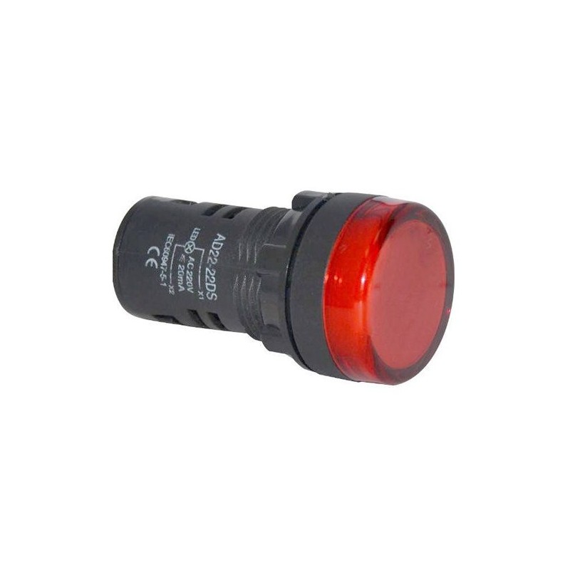 Kontrolka guľatá 230V LED červená 29mm HADEX