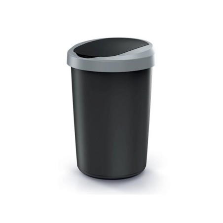 Kôš odpadkový COMPACTA R FLAP čierny so svetlo šedým vekom 40l