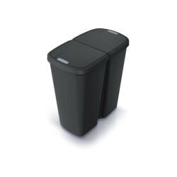 Kôš odpadkový COMPACTA Q DUO recyklovaná čierna s čiernym vekom 45l