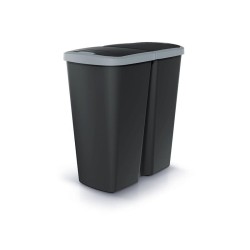 Kôš odpadkový COMPACTA Q DUO čierna so svetlo šedým vekom 45l
