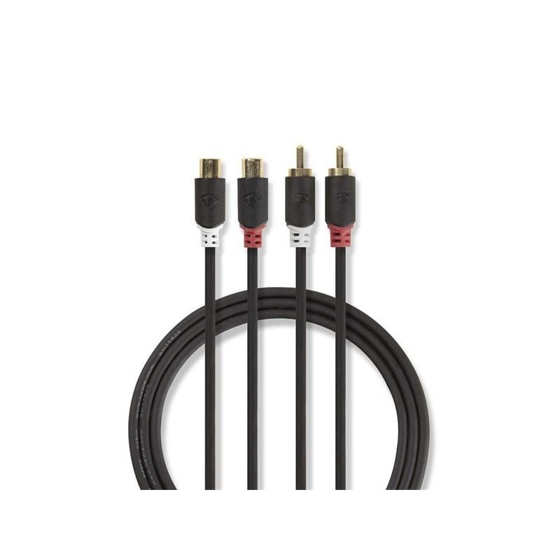 Kábel 2x Cinch konektor/2x Cinch zdierka 2m NEDIS CABW24205AT20