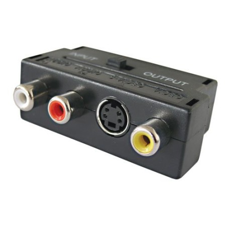 Redukcia Scart konektor/ 3 x CINCH zdierka + SVHS + prepínač IN/OUT TIPA D922