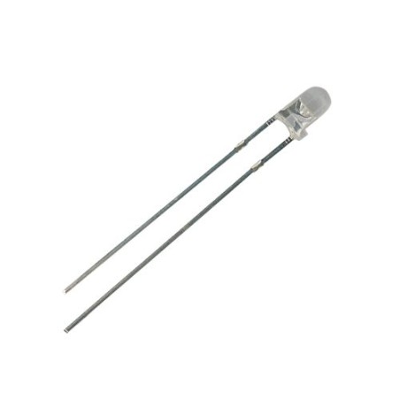 LED 3mm červená (625nm), svítivost 1200 mcd, 30° čírá, IF 20mA, VF 2.2V