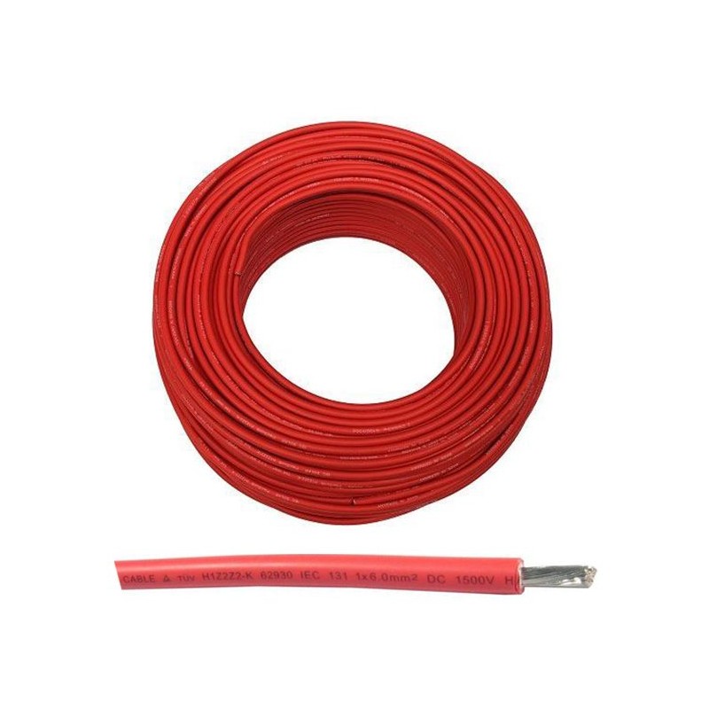 Solárny kábel 10mm2, 1500V, červený, 100m