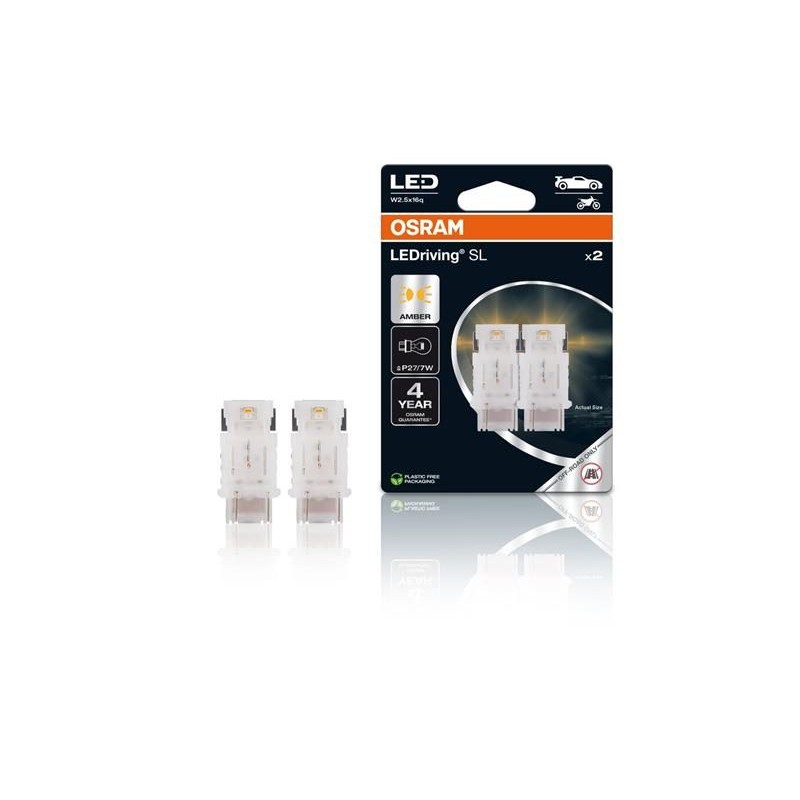 Autožiarovka LED 12V P27/7W W2.5x16q OSRAM oranžová 2ks
