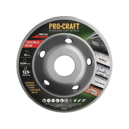Diamantový brúsny kotúč 125 mm PROCRAFT WR125 Double Row