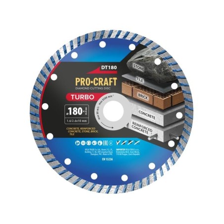 Diamantový rezný kotúč 180 mm PROCRAFT DT180 Turbo
