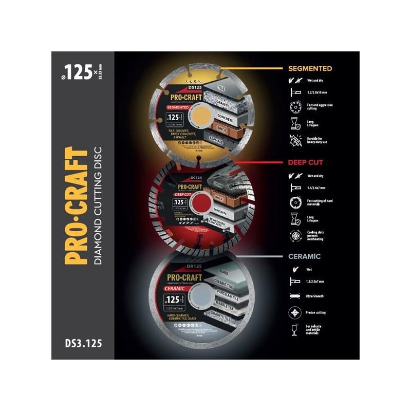 Sada diamantových kotúčov PROCRAFT DS3.125 3ks