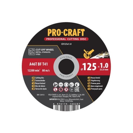 Kotúč rezný PROCRAFT 125x1.0mm