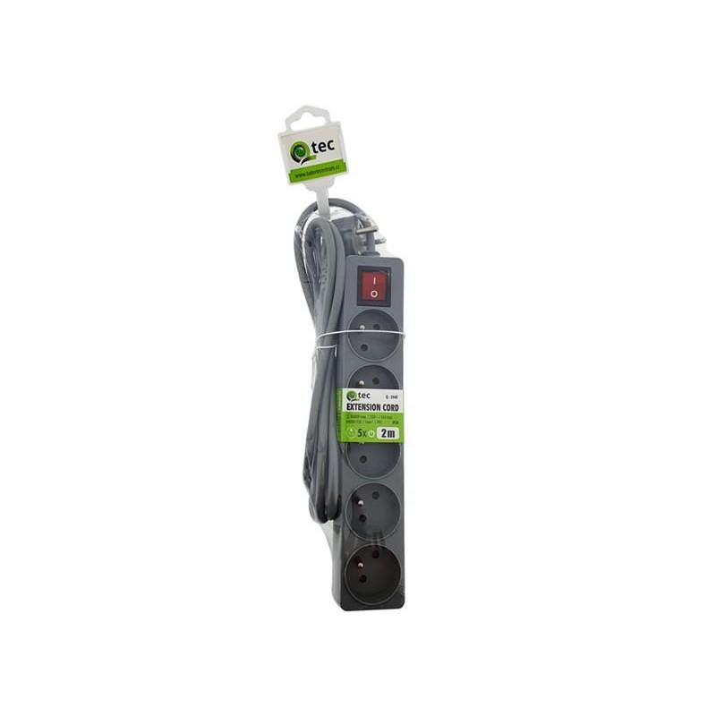 Predlžovací kábel 5 zásuviek 2m QTEC Q-394F s vypínačom