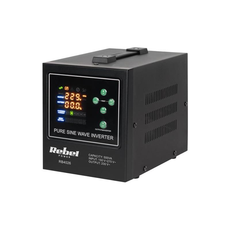 Zdroj záložný REBEL POWER-500-LFP4 12V 230V 500VA 300W Black