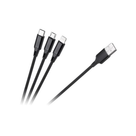 Kábel REBEL RB-6005-100-B USB 3v1 1m Black