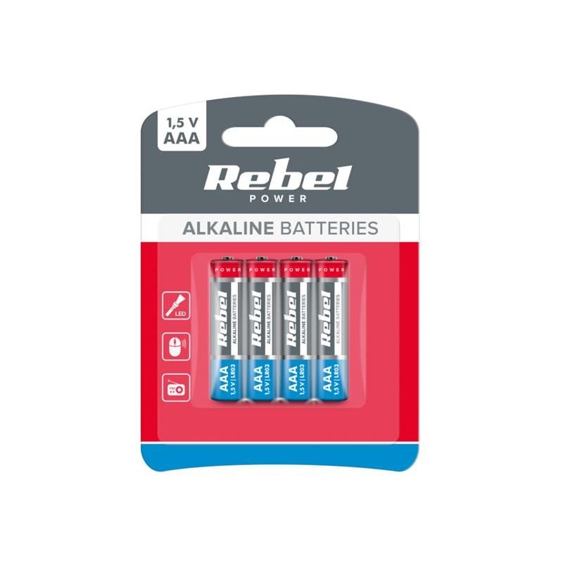Batéria AAA LR03 alkalická REBEL Alkaline Power 4ks / blister BAT0060B