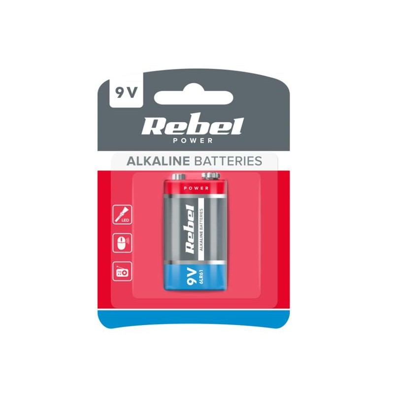 Batéria 6LR61 (9V) alkalická REBEL 1ks / blister BAT0062B