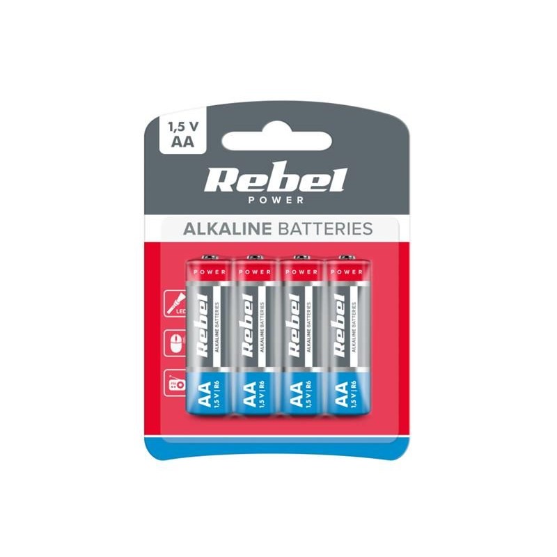 Batéria AA (R6) alkalická REBEL Alkaline Power 4ks / blister BAT0061B