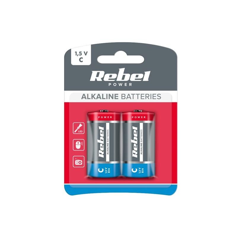 Batéria C (R14) alkalická REBEL Alkaline Power 2ks / blister BAT0063B