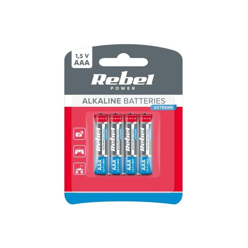 Batéria AAA (R03) alkalická REBEL EXTREME Alkaline Power 4ks / blister BAT0096B
